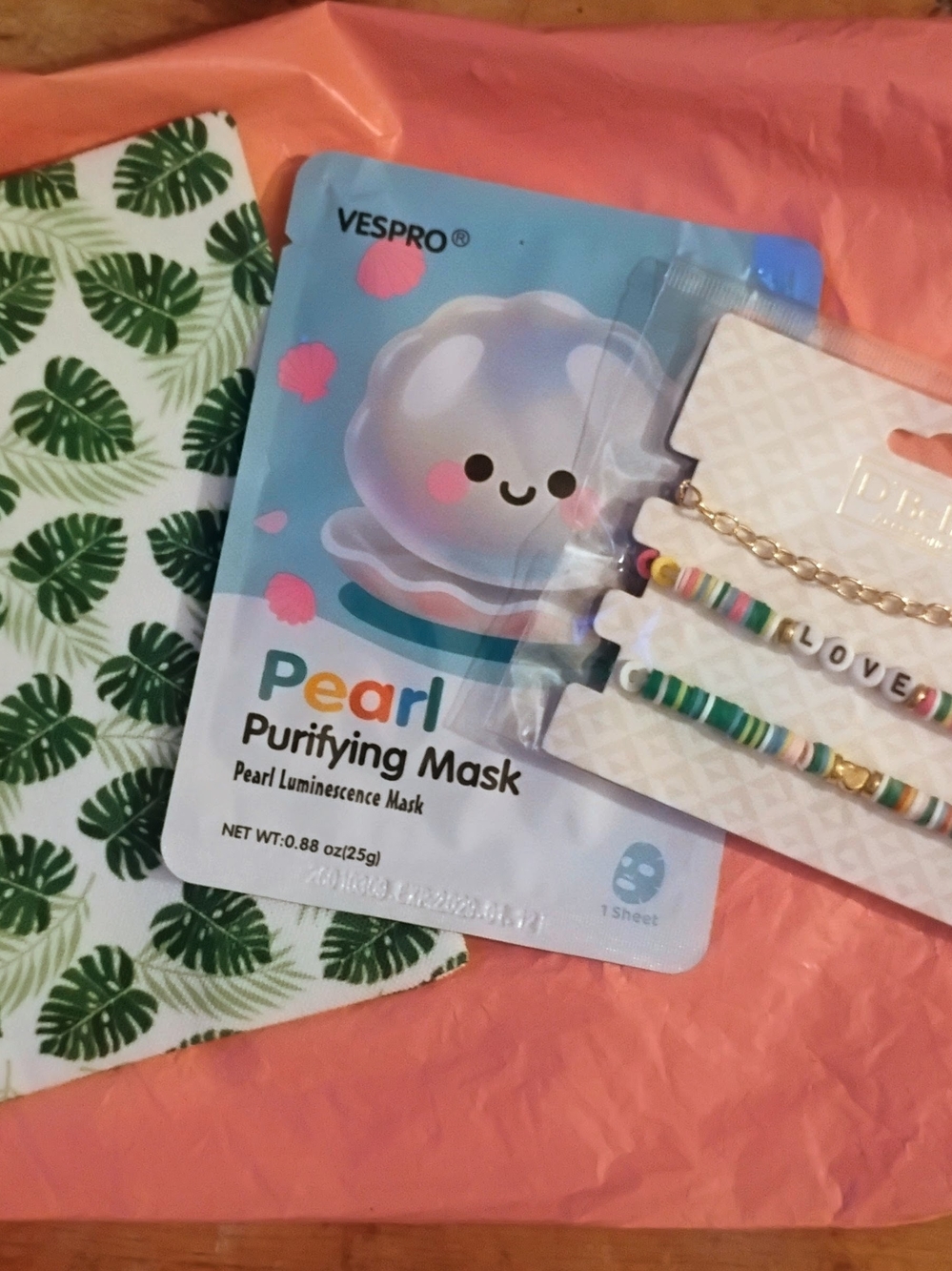 Cosmetic Bag, Pearl Purifying Mask, 1pk Of 3 Colorful Bracelet With Charms NWT